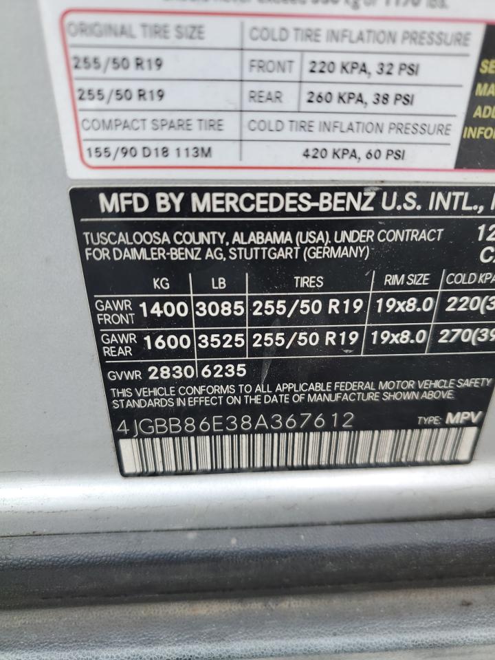 2008 Mercedes-Benz Ml 350 VIN: 4JGBB86E38A367612 Lot: 56941145