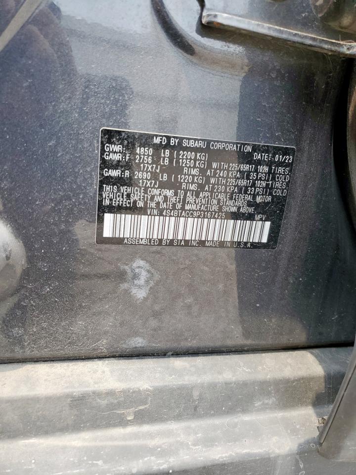 2023 Subaru Outback Premium VIN: 4S4BTACC9P3167425 Lot: 57362225
