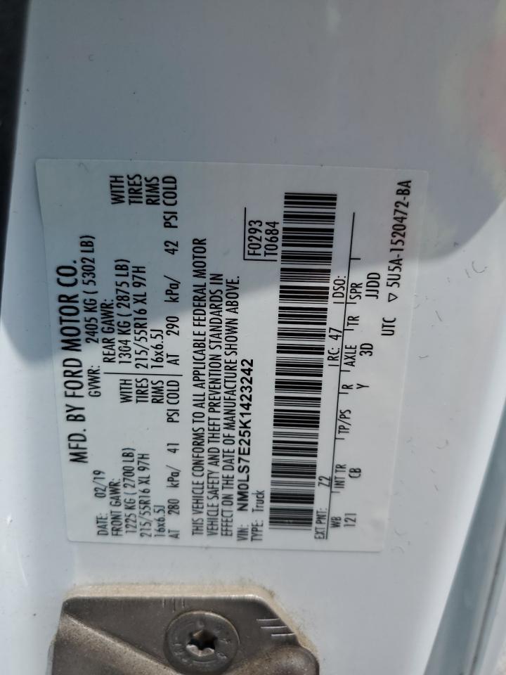 2019 Ford Transit Connect Xl VIN: NM0LS7E25K1423242 Lot: 57409055