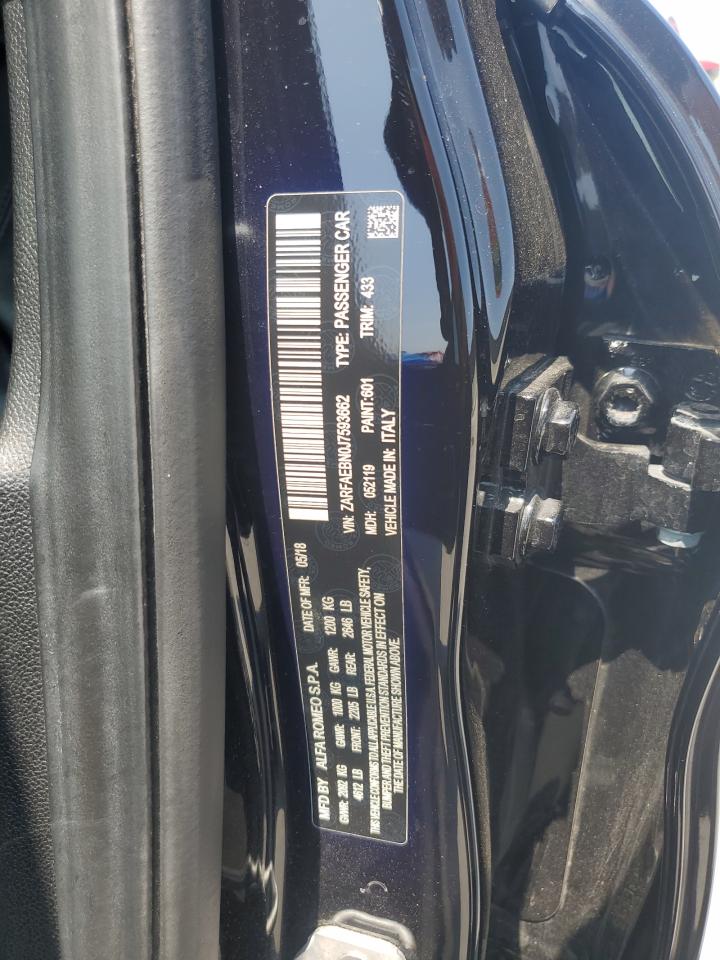 2018 Alfa Romeo Giulia VIN: ZARFAEBN0J7593662 Lot: 53964835