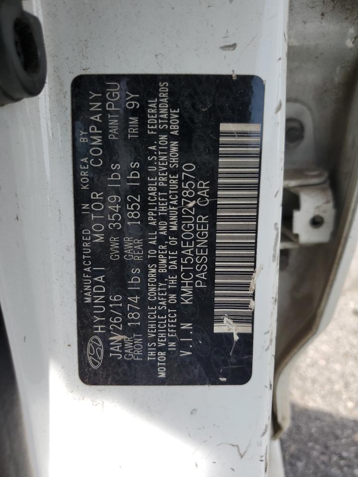 2016 Hyundai Accent Se VIN: KMHCT5AE0GU278570 Lot: 57208965