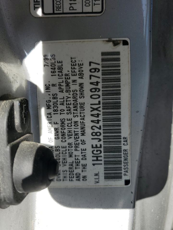 1999 Honda Civic Ex VIN: 1HGEJ8244XL094797 Lot: 56402425