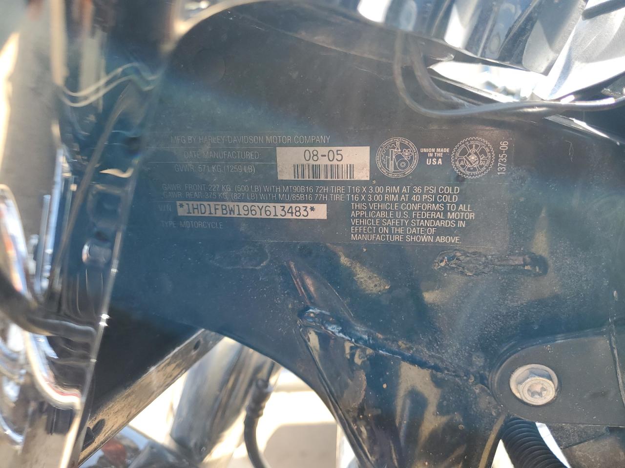 2006 Harley-Davidson Flhri VIN: 1HD1FBW196Y613483 Lot: 57940415