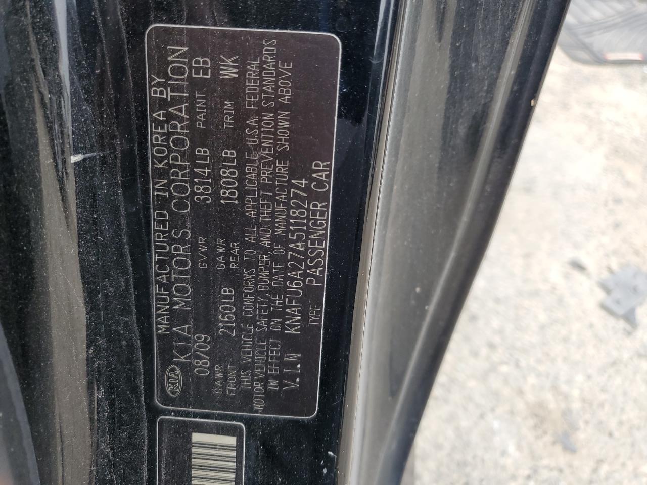 2010 Kia Forte Ex VIN: KNAFU6A27A5118274 Lot: 56585415