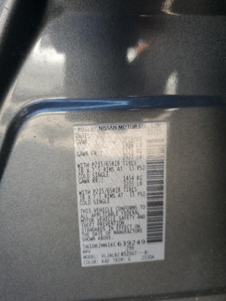 2019 Nissan Pathfinder S VIN: 5N1DR2MN1KC639249 Lot: 55269475