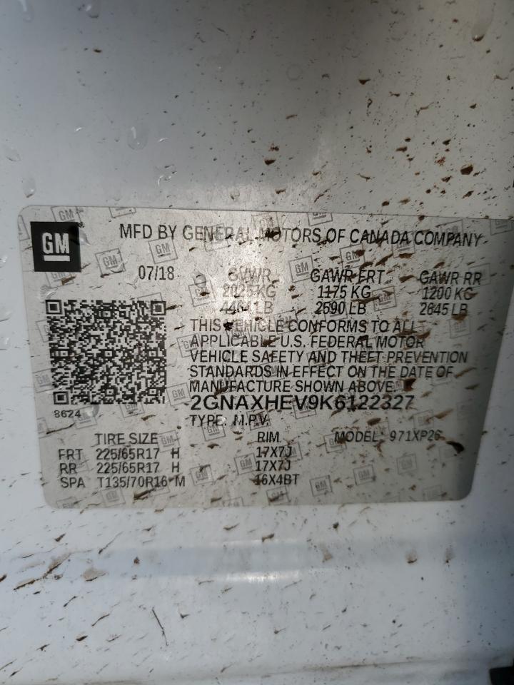 2019 Chevrolet Equinox Ls VIN: 2GNAXHEV9K6122327 Lot: 55932375