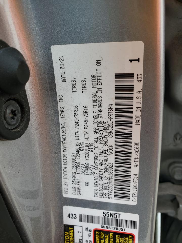 5TFAZ5CN4MX105023 TOYOTA TACOMA 2021