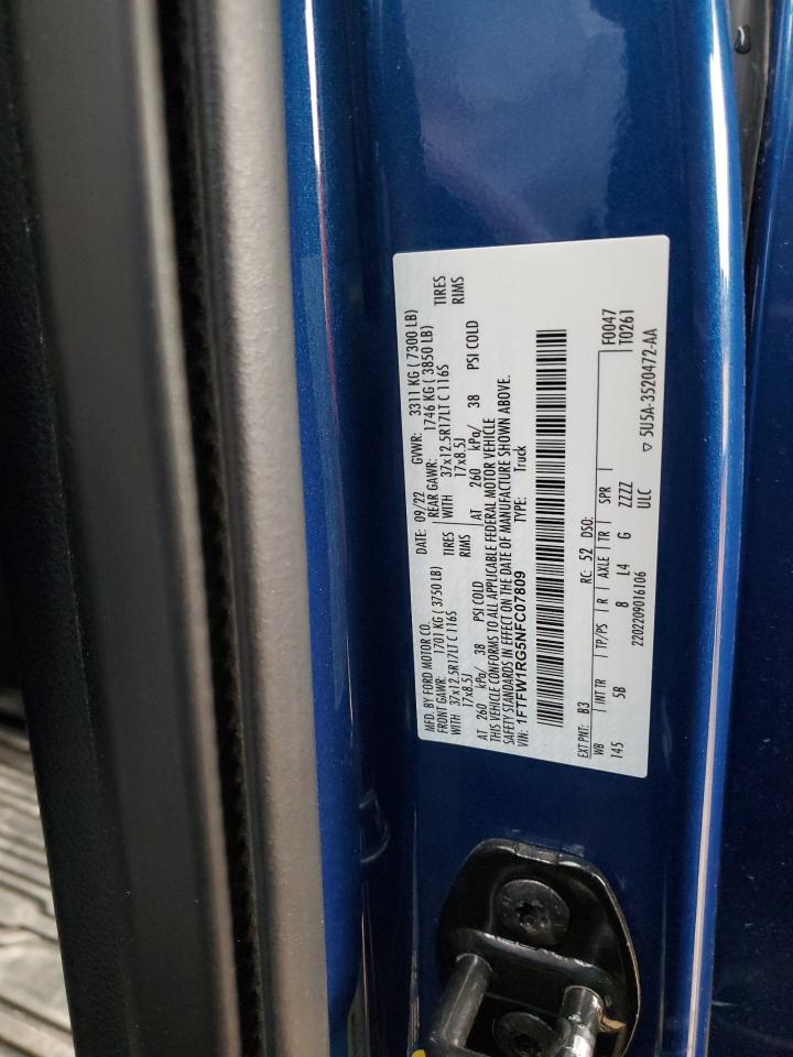 2022 Ford F150 Raptor VIN: 1FTFW1RG5NFC07809 Lot: 56255365