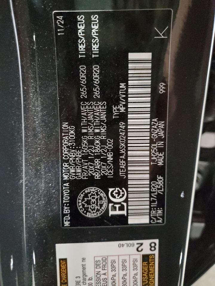 2025 Toyota Land Cruiser Base VIN: JTEABFAJ6SK024749 Lot: 56533635