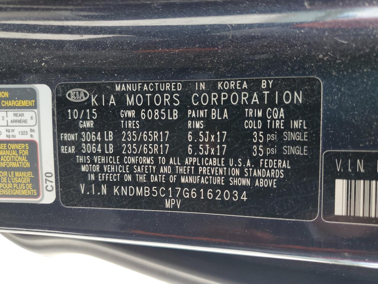 2016 Kia Sedona Lx VIN: KNDMB5C17G6162034 Lot: 57028555