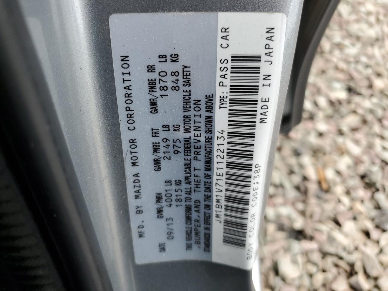 2014 Mazda 3 Touring VIN: JM1BM1V71E1122134 Lot: 57142145