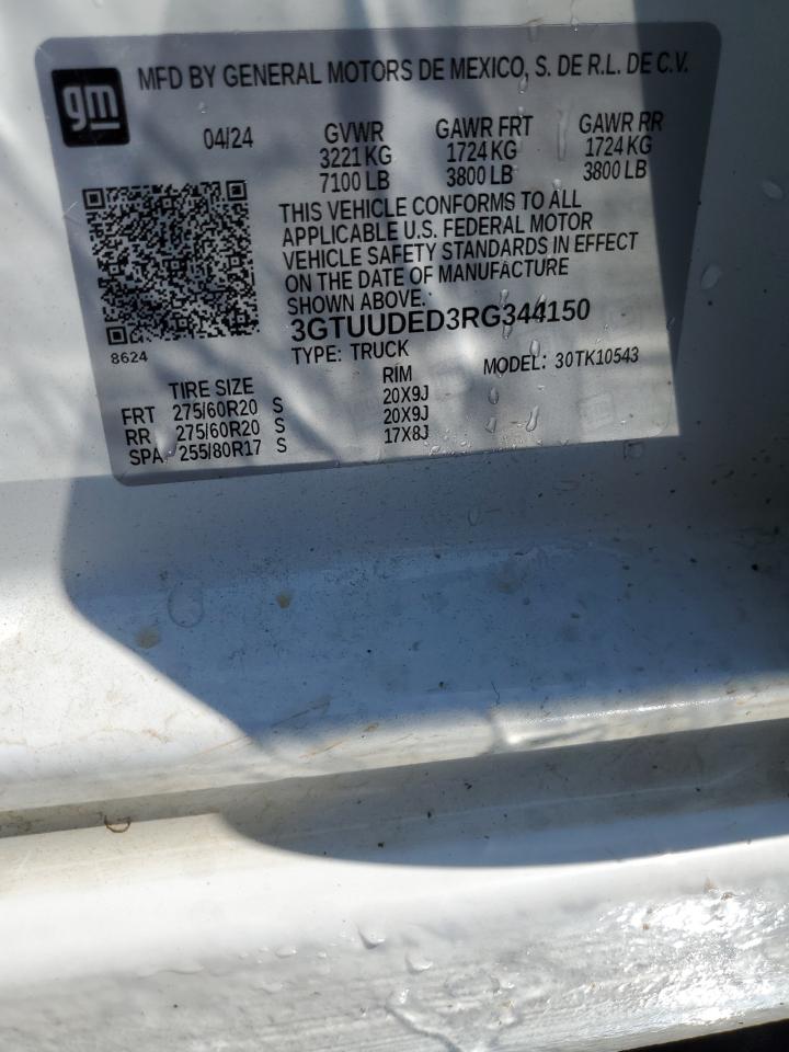 2024 GMC Sierra K1500 Slt VIN: 3GTUUDED3RG344150 Lot: 56989275