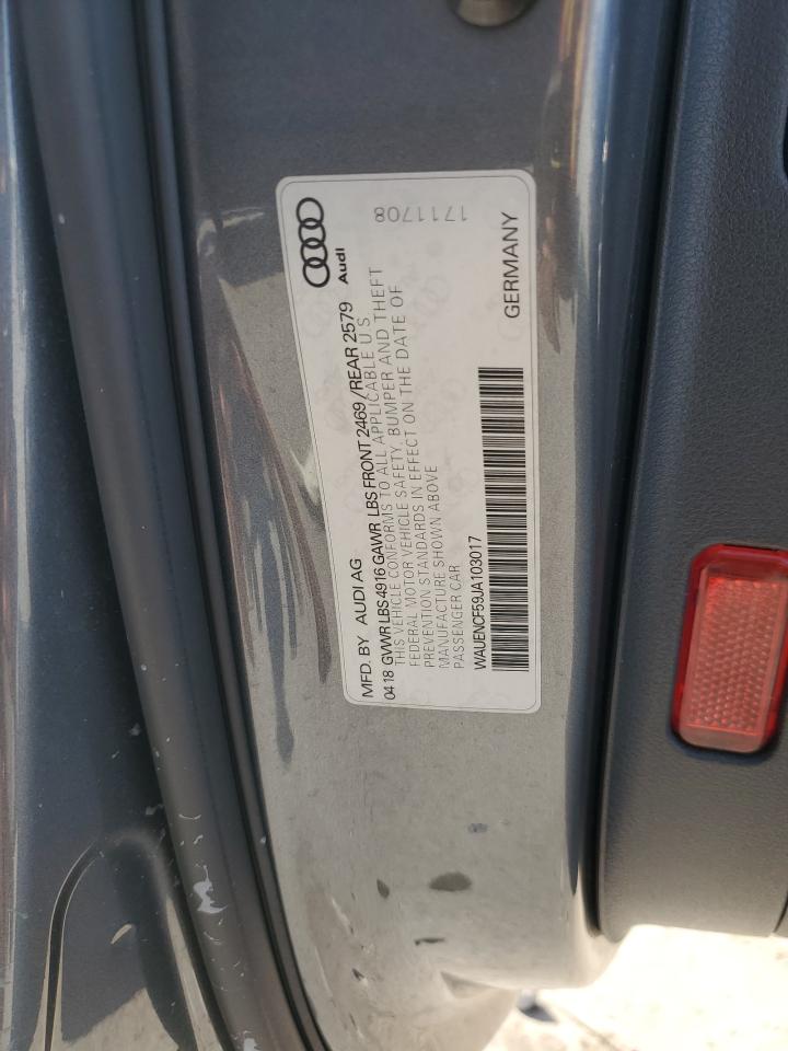 2018 Audi A5 Premium Plus S-Line VIN: WAUENCF59JA103017 Lot: 57279855