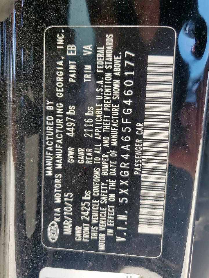 2015 Kia Optima Sx VIN: 5XXGR4A65FG460177 Lot: 56490925