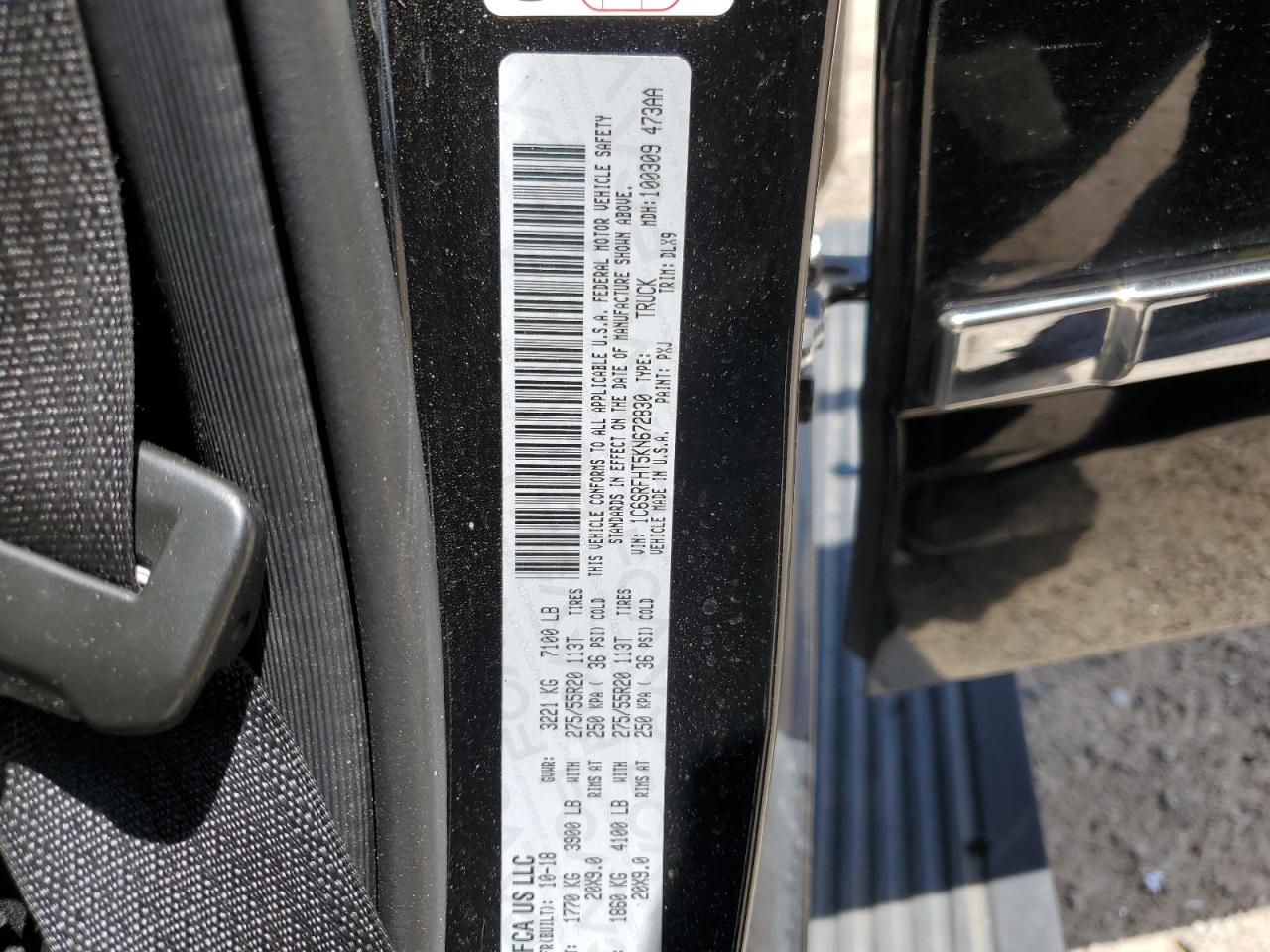 2019 Ram 1500 Limited VIN: 1C6SRFHT5KN672830 Lot: 56400105