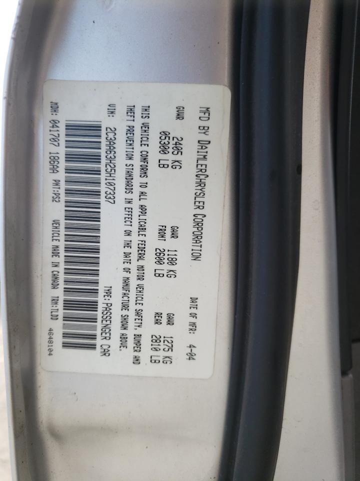 2005 Chrysler 300C VIN: 2C3AA63H25H107337 Lot: 56210185