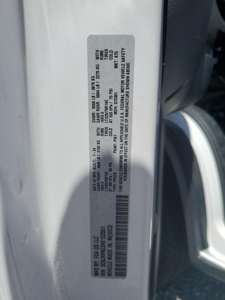 2024 Ram Promaster 1500 1500 Standard VIN: 3C6LRVNG3RE152551 Lot: 57154275