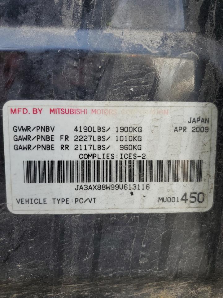 2009 Mitsubishi Lancer Gts VIN: JA3AX88W99U613116 Lot: 58765855