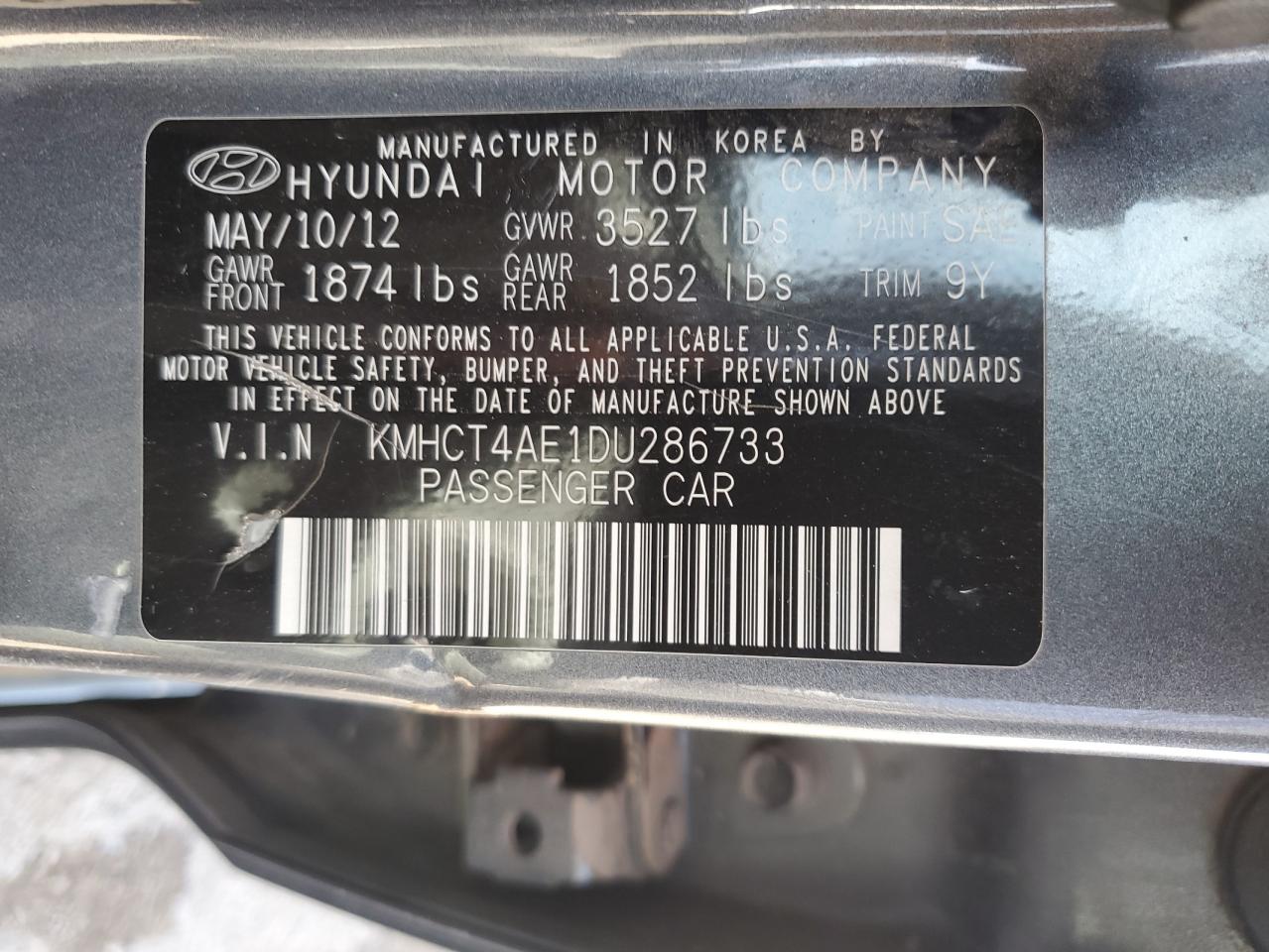 2013 Hyundai Accent Gls VIN: KMHCT4AE1DU286733 Lot: 56659185