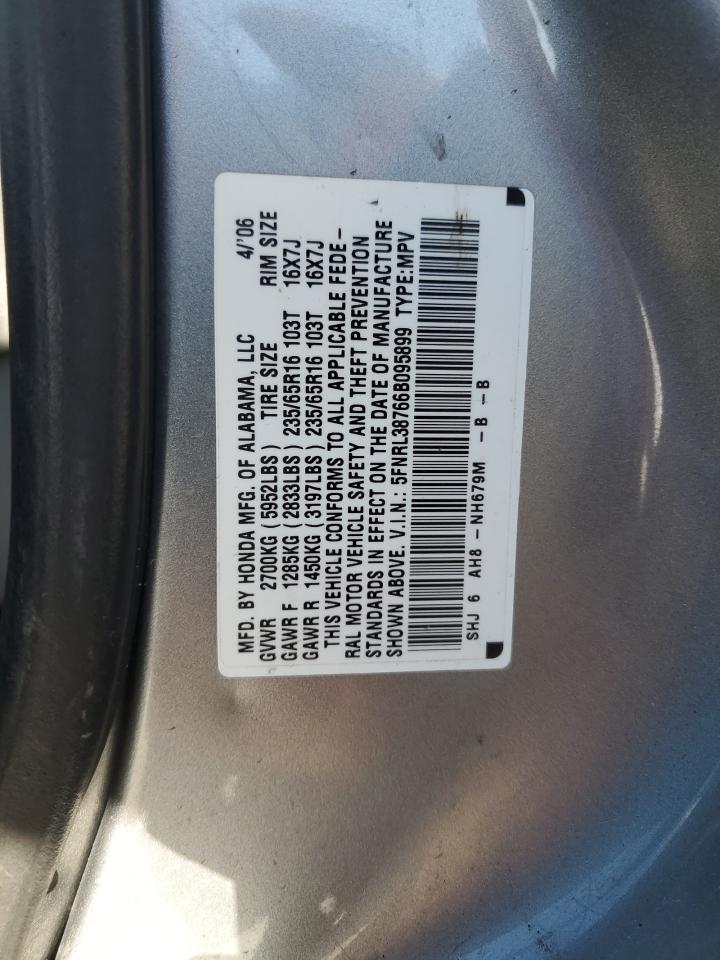 2006 Honda Odyssey Exl VIN: 5FNRL38766B095899 Lot: 55754105