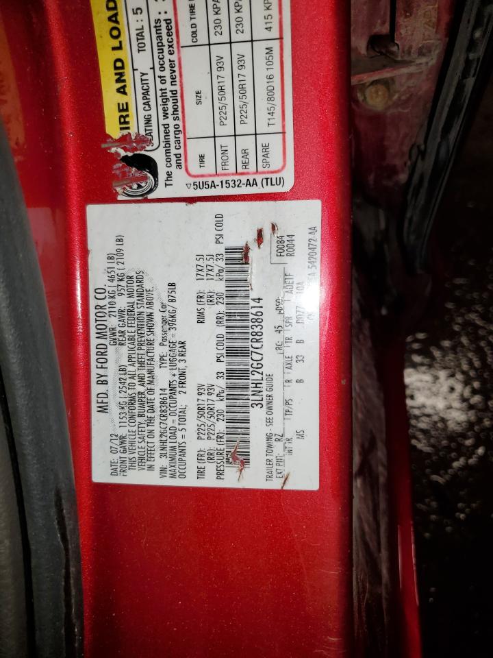 2012 Lincoln Mkz VIN: 3LNHL2GC7CR838614 Lot: 56761305
