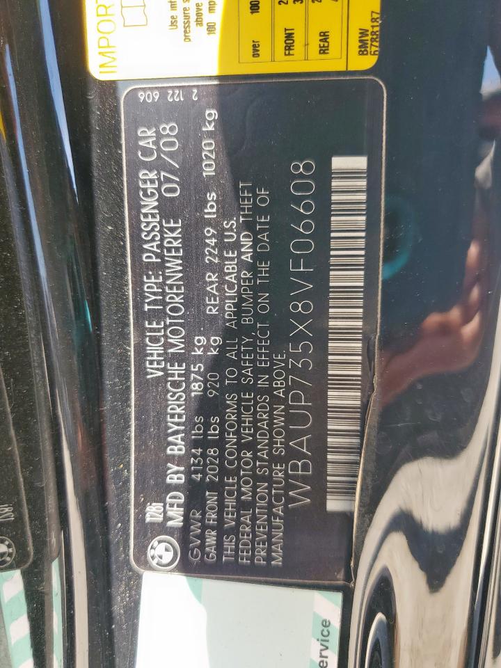 2008 BMW 128 I VIN: WBAUP735X8VF06608 Lot: 57215505