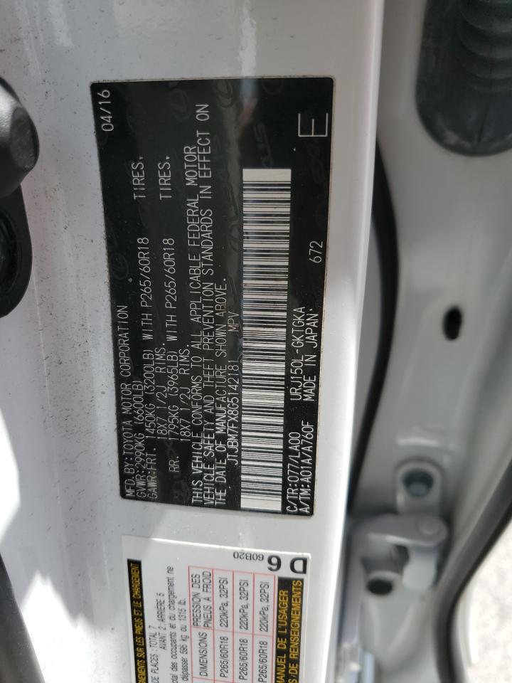 2016 Lexus Gx 460 VIN: JTJBM7FX8G5142181 Lot: 58269365