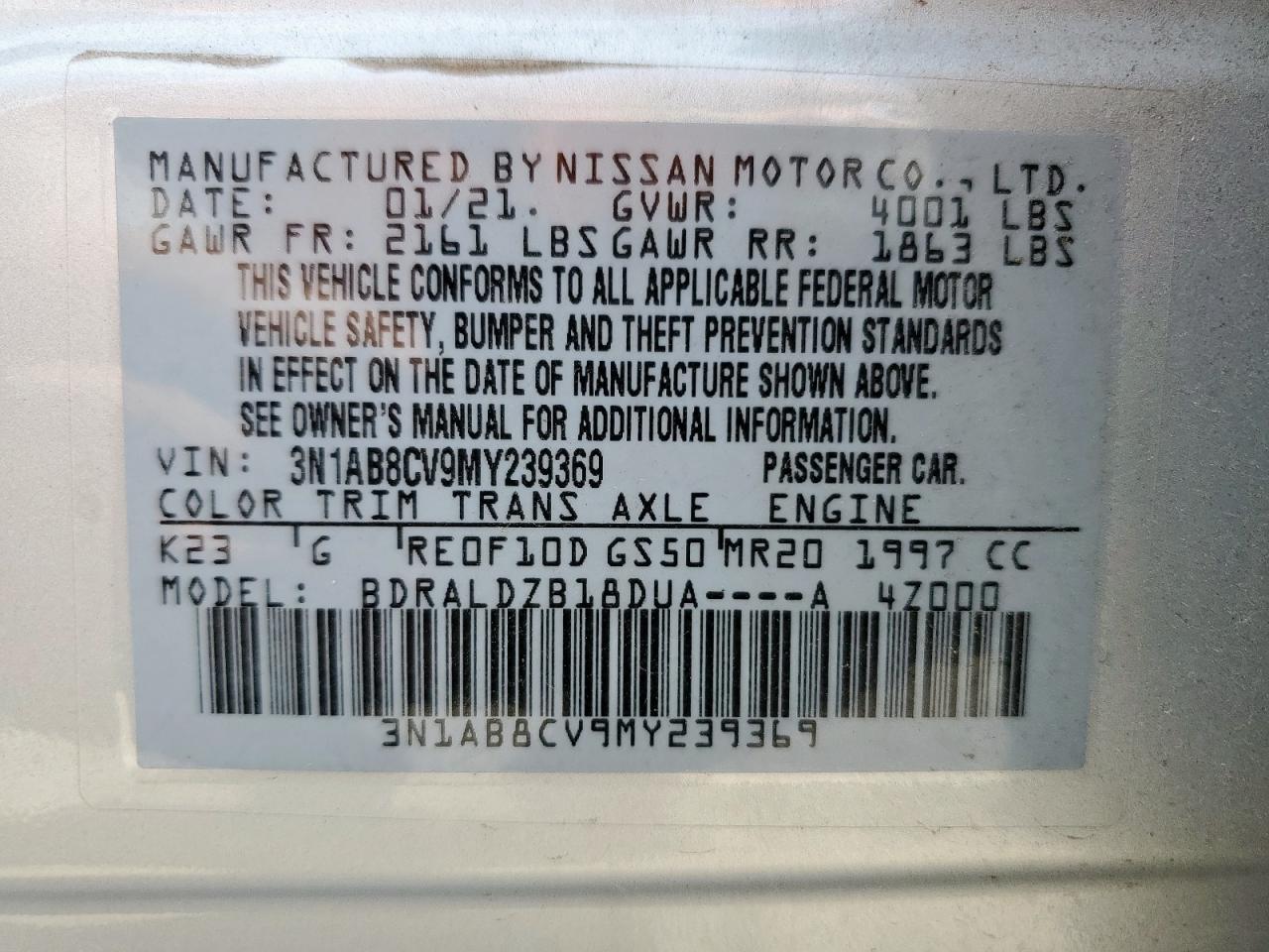 2021 Nissan Sentra Sv VIN: 3N1AB8CV9MY239369 Lot: 56235015