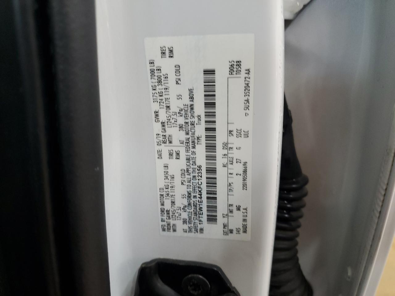 2019 Ford F150 Supercrew VIN: 1FTEW1E44KFC12356 Lot: 56494035