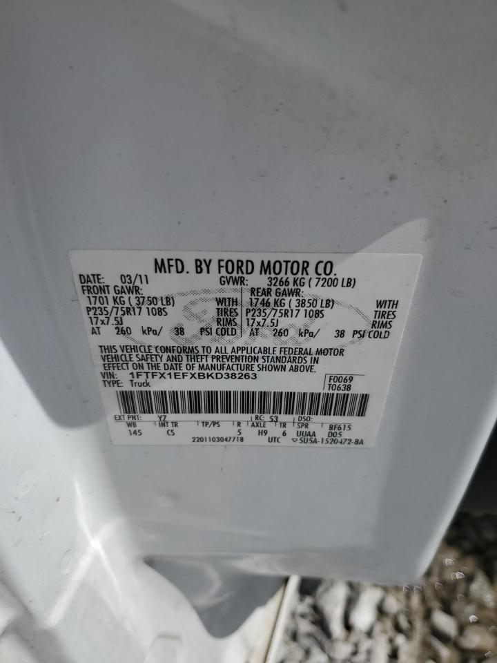 2011 Ford F150 Super Cab VIN: 1FTFX1EFXBKD38263 Lot: 55781605