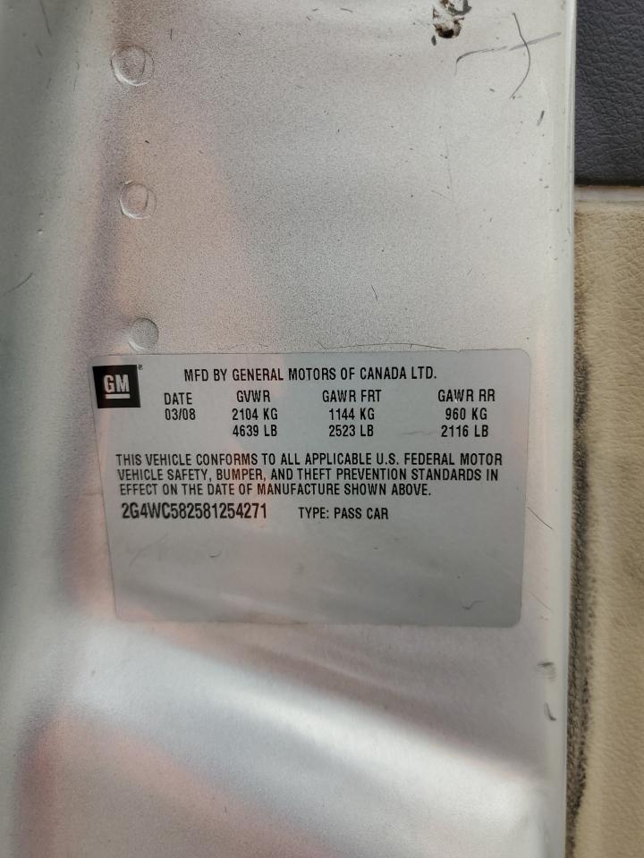 2008 Buick Lacrosse Cx VIN: 2G4WC582581254271 Lot: 58777185