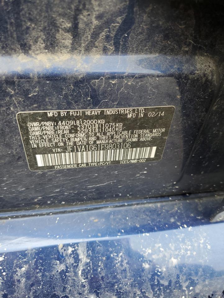 2015 Subaru Wrx Limited VIN: JF1VA1G61F9803106 Lot: 57138285