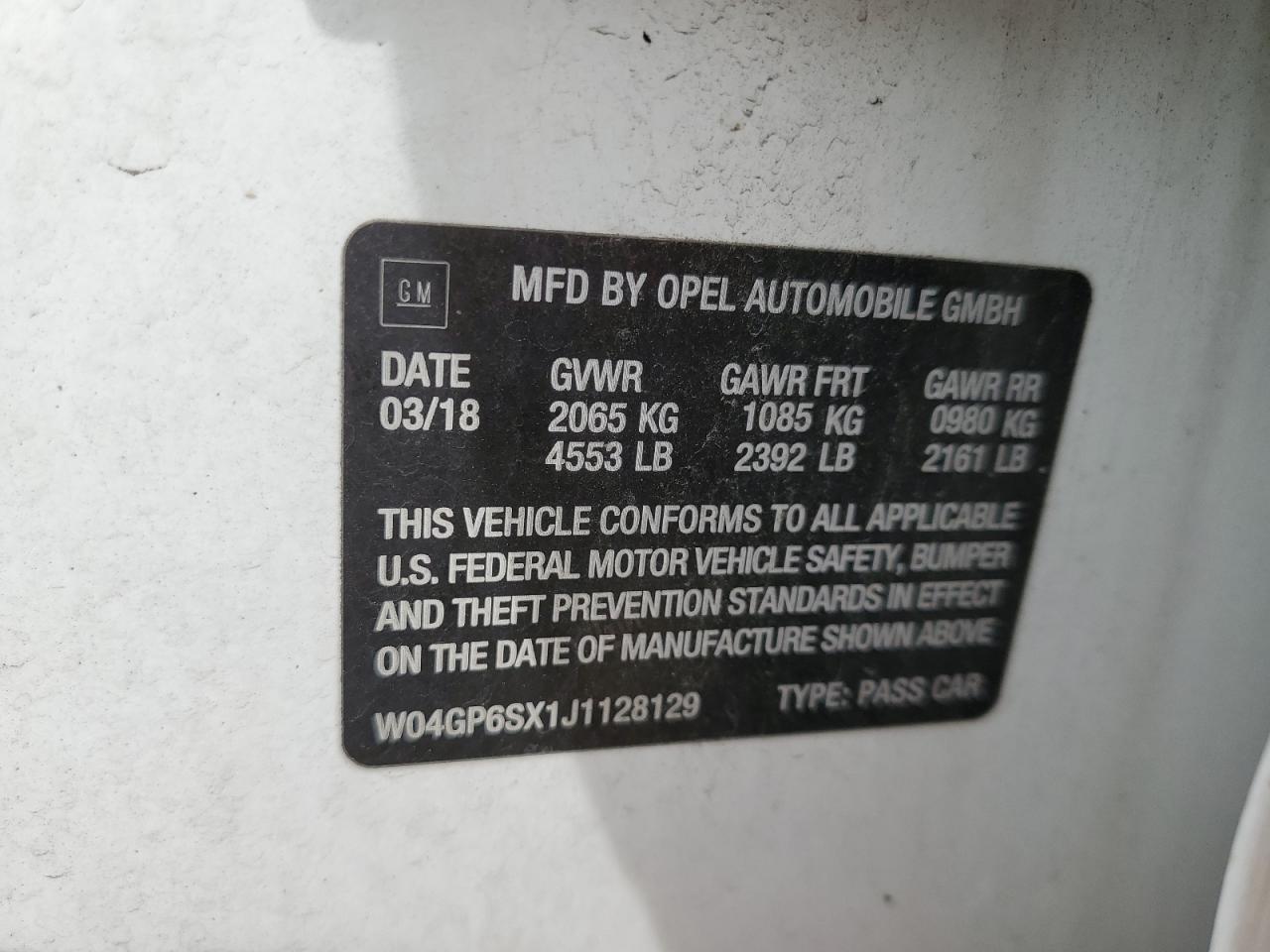 2018 Buick Regal Essence VIN: W04GP6SX1J1128129 Lot: 58543215