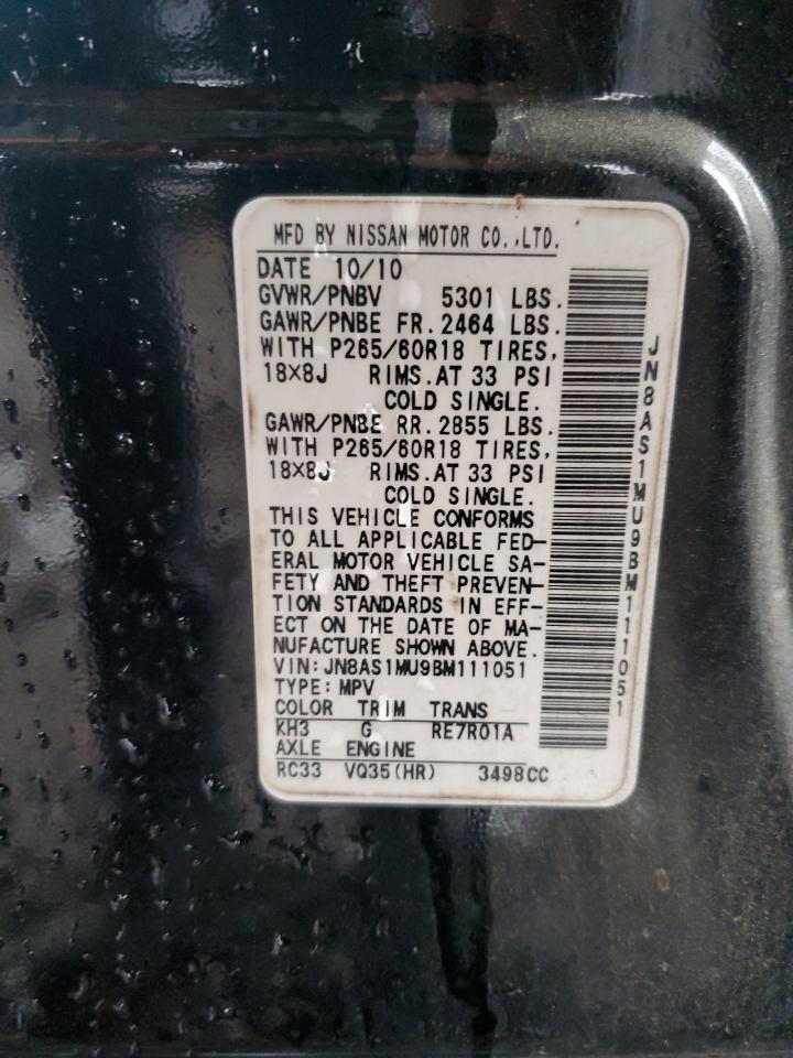 2011 Infiniti Fx35 VIN: JN8AS1MU9BM111051 Lot: 58333805