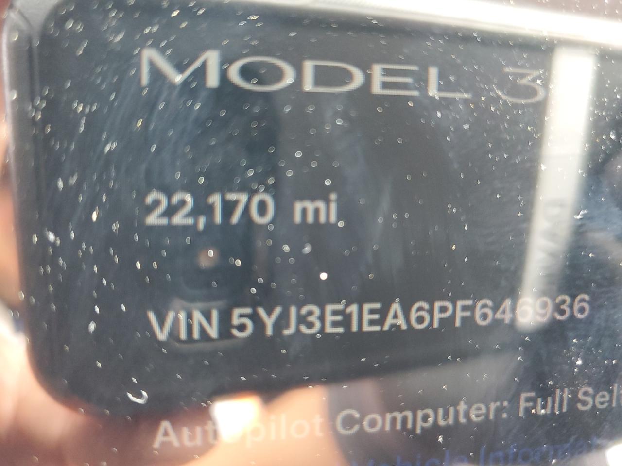 2023 Tesla Model 3 VIN: 5YJ3E1EA6PF646936 Lot: 58268755