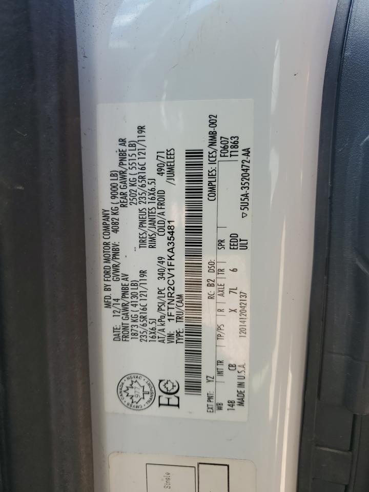 2015 Ford Transit T-250 VIN: 1FTNR2CV1FKA35481 Lot: 56309875