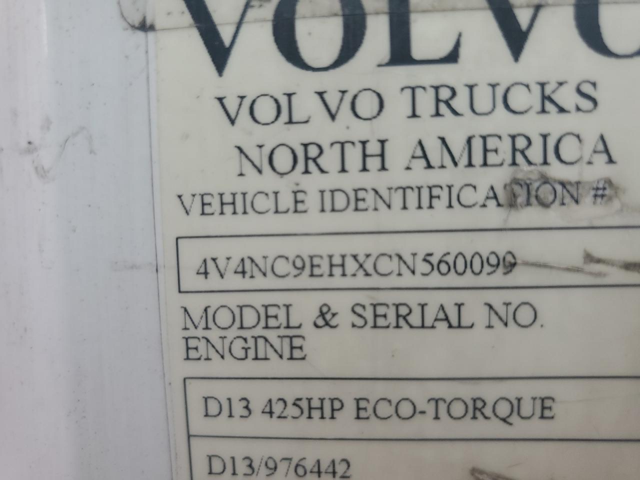 2012 Volvo Vn Vnl VIN: 4V4NC9EHXCN560099 Lot: 45363085