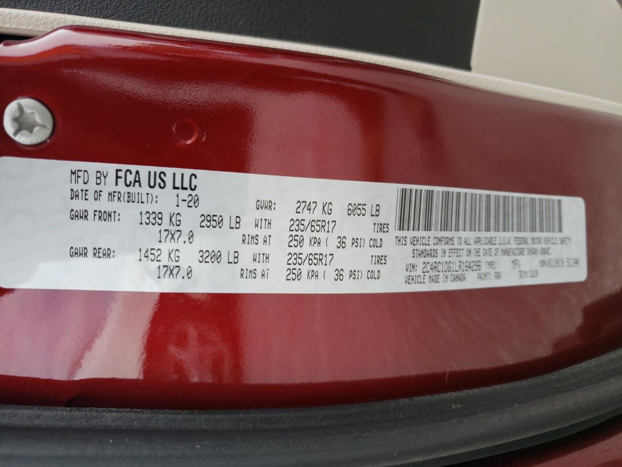 2020 Chrysler Voyager Lxi VIN: 2C4RC1DG1LR164296 Lot: 56291445