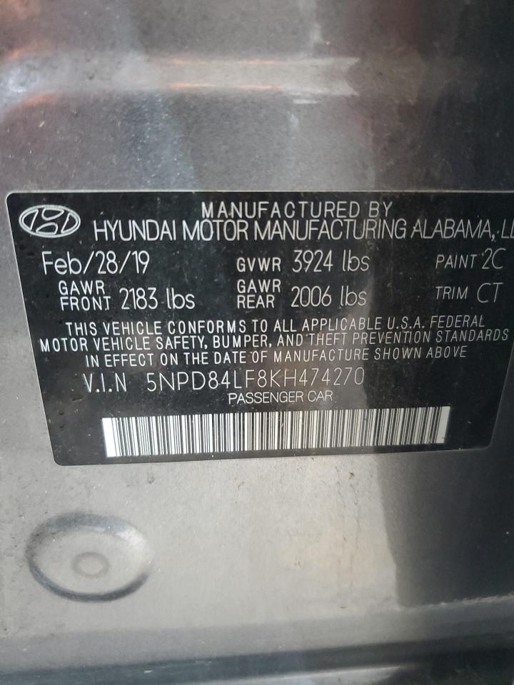 2019 Hyundai Elantra Sel VIN: 5NPD84LF8KH474270 Lot: 58502605