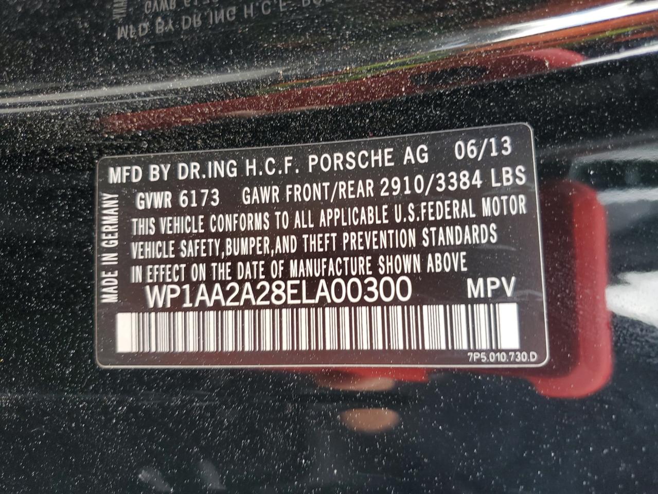 2014 Porsche Cayenne VIN: WP1AA2A28ELA00300 Lot: 56707485