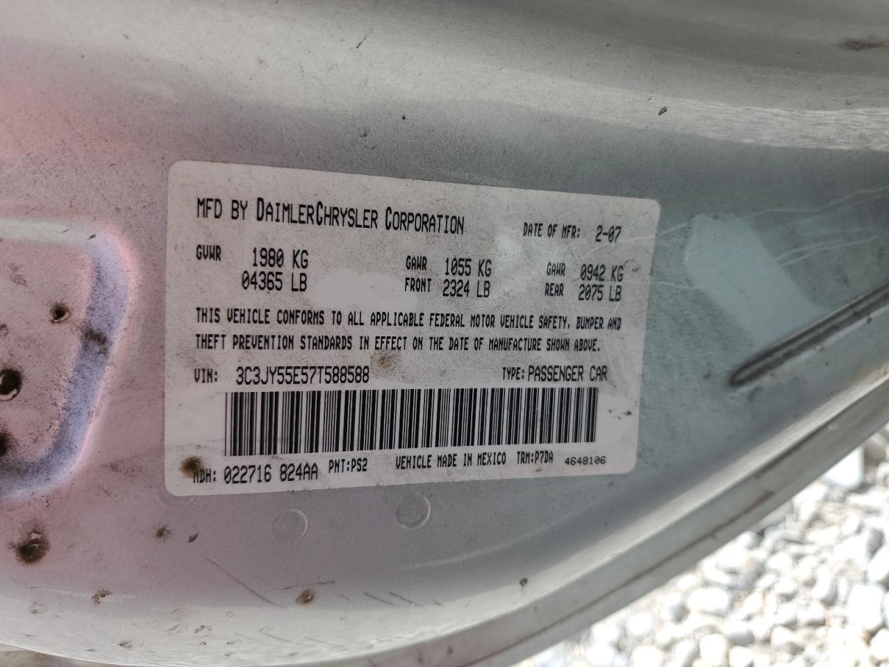 2007 Chrysler Pt Cruiser Touring VIN: 3C3JY55E57T588588 Lot: 55994665