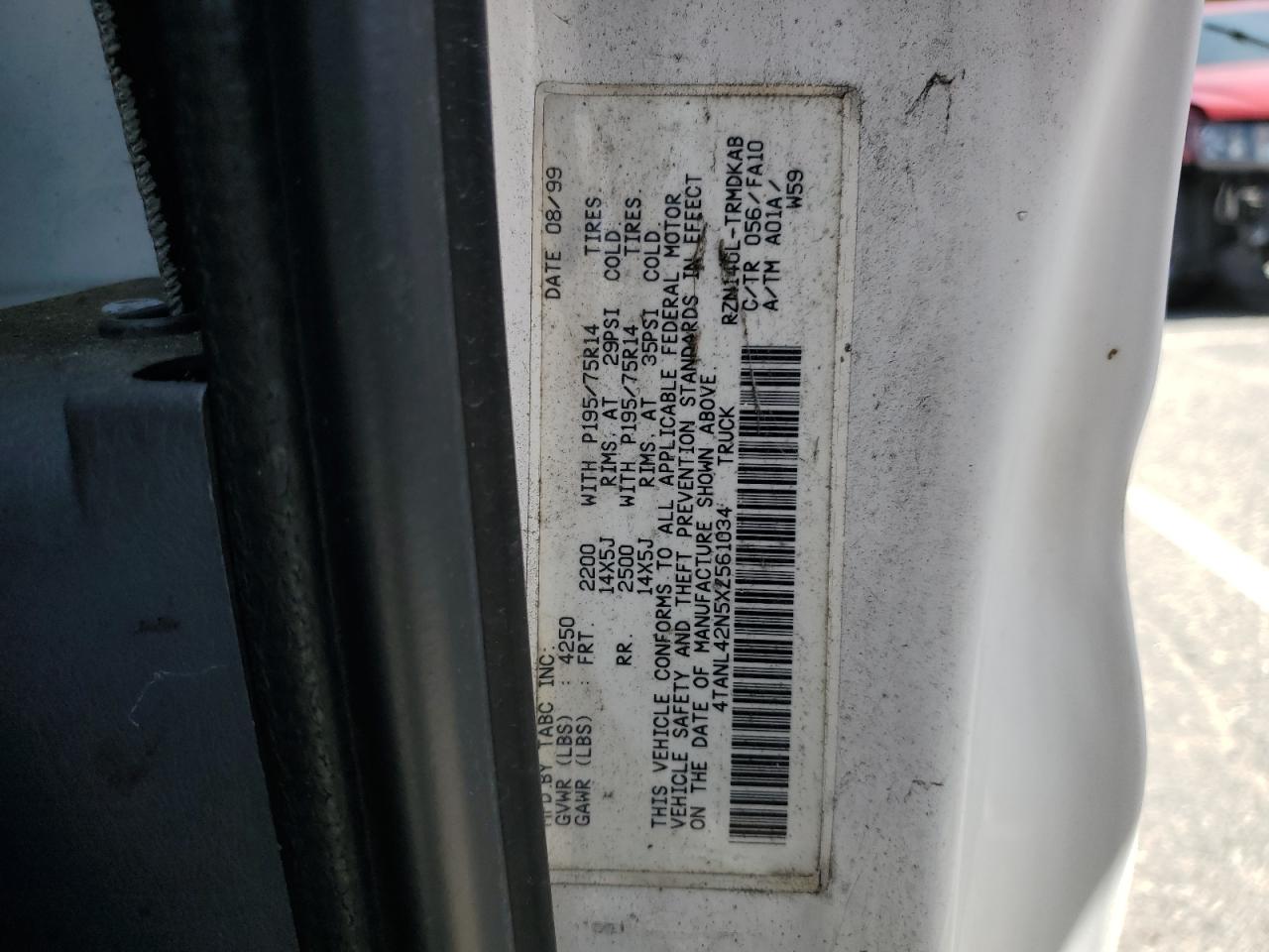 1999 Toyota Tacoma VIN: 4TANL42N5XZ561034 Lot: 57353745