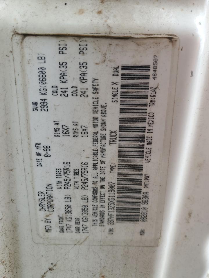 1999 Dodge Ram 1500 VIN: 3B7HF13Z5XG119007 Lot: 57098305