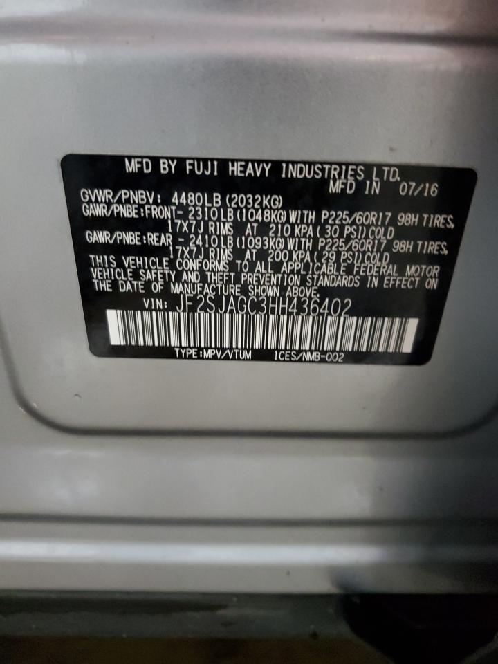 2017 Subaru Forester 2.5I Premium VIN: JF2SJAGC3HH436402 Lot: 56538235