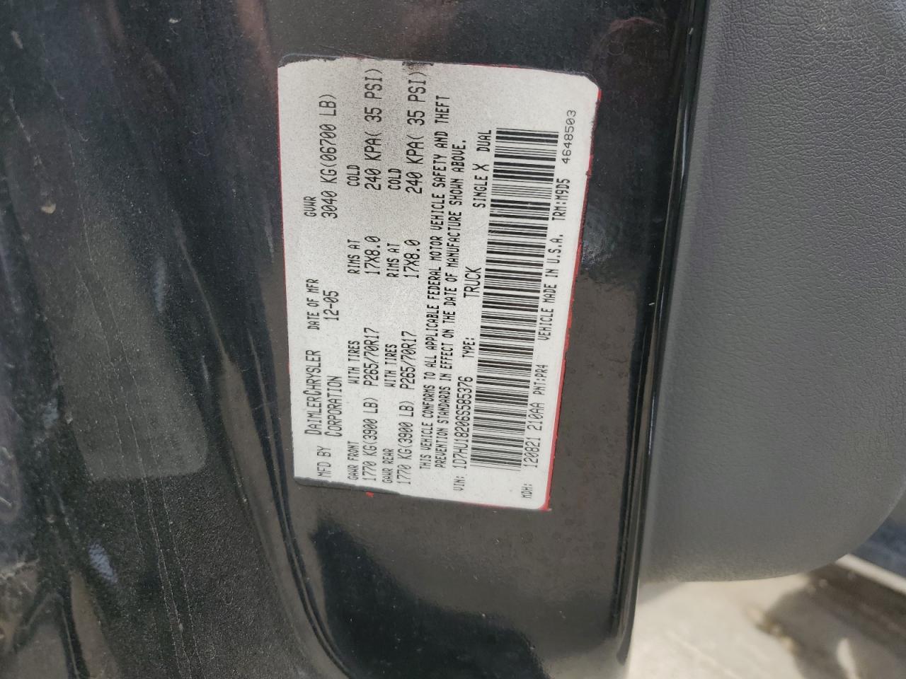 2006 Dodge Ram 1500 St VIN: 1D7HU18206S585376 Lot: 56891645