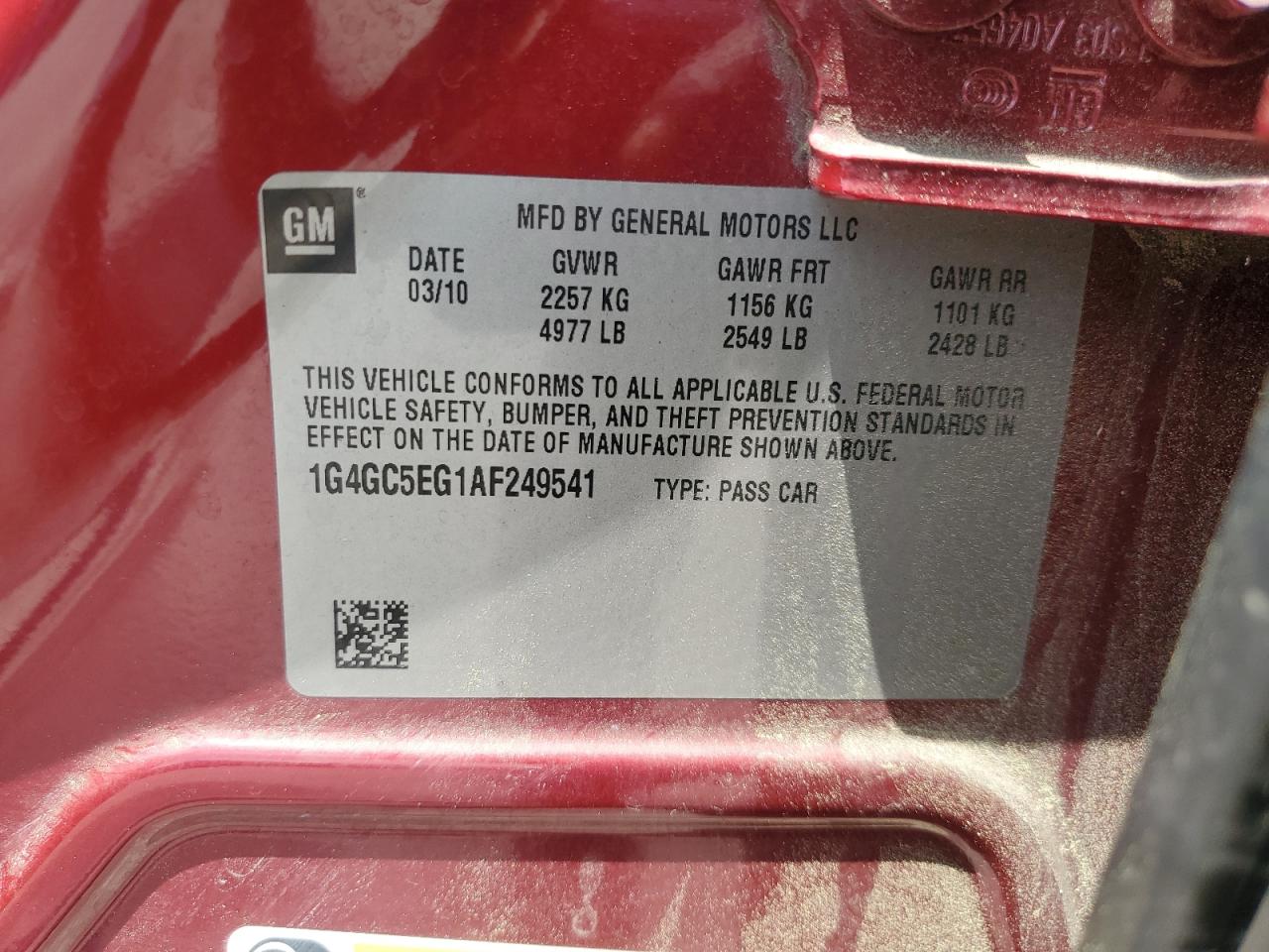 2010 Buick Lacrosse Cxl VIN: 1G4GC5EG1AF249541 Lot: 56733645
