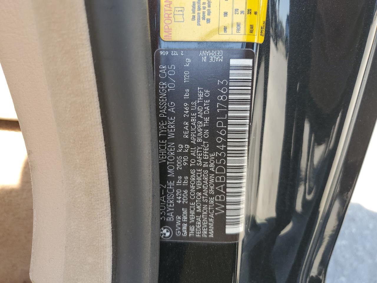 2006 BMW 330 Ci VIN: WBABD53496PL17863 Lot: 56648085