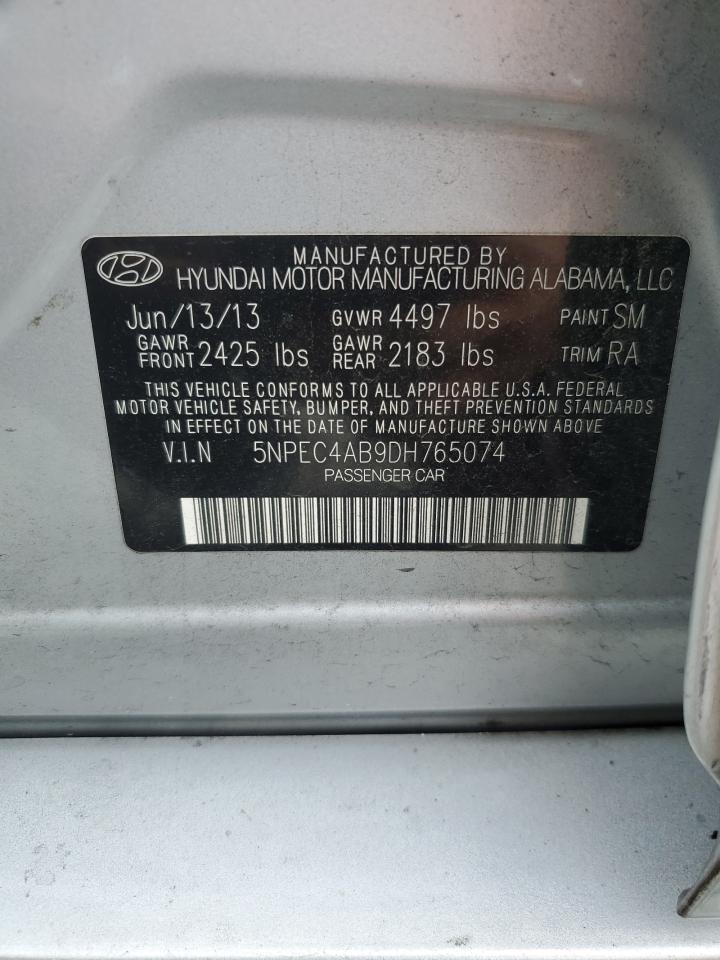 2013 Hyundai Sonata Se VIN: 5NPEC4AB9DH765074 Lot: 57551955