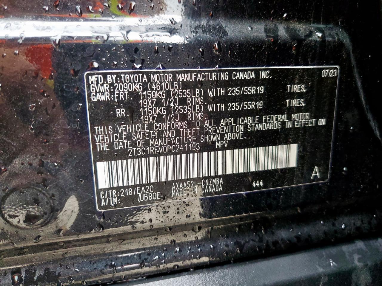 2023 Toyota Rav4 Xle Premium VIN: 2T3C1RFV0PC241193 Lot: 58708005