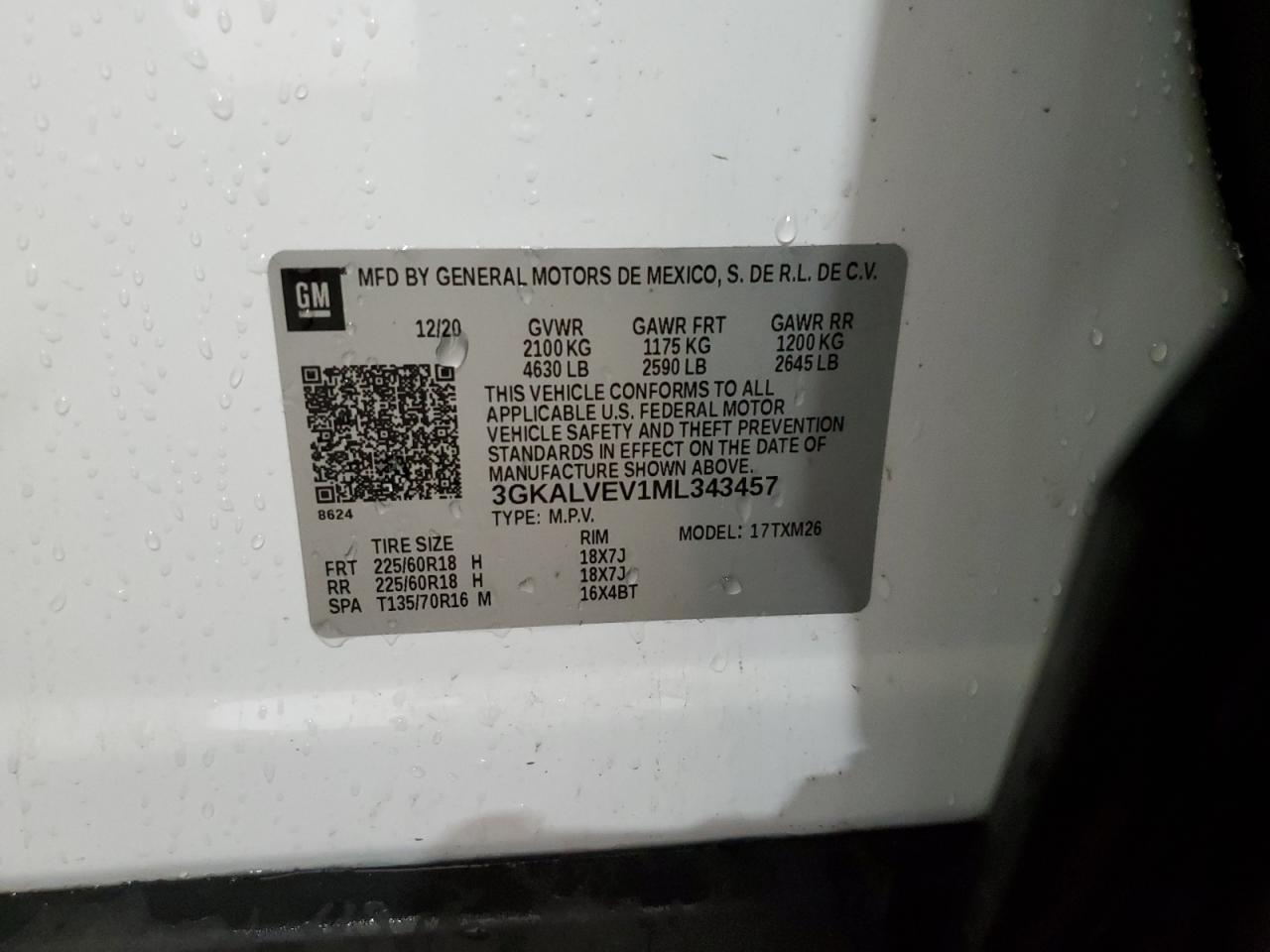 2021 GMC Terrain Slt VIN: 3GKALVEV1ML343457 Lot: 56351535